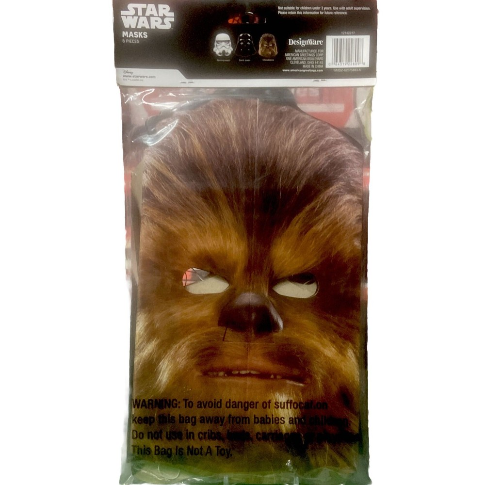 STAR WARS PARTY PAPER MASKS 8 PCS Per Bag. “NEW” Halloween, Birthday, Party